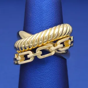 10k Double Link Twist Ring