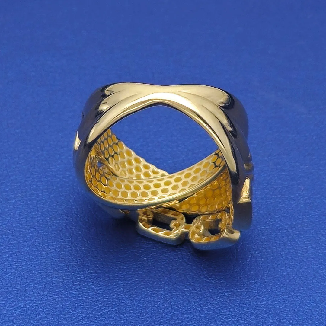 10k Double Link Twist Ring