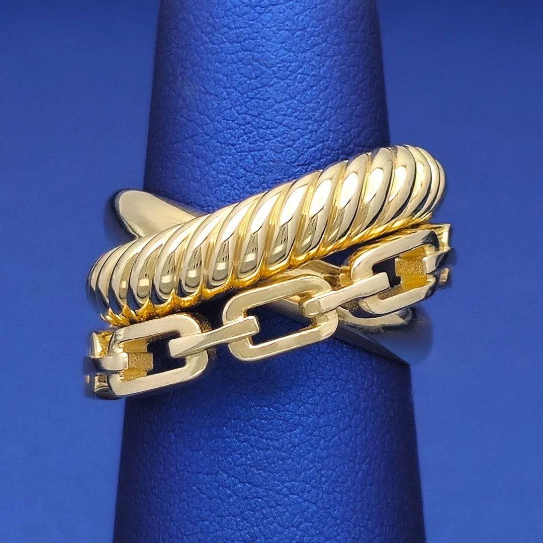 10k Double Link Twist Ring