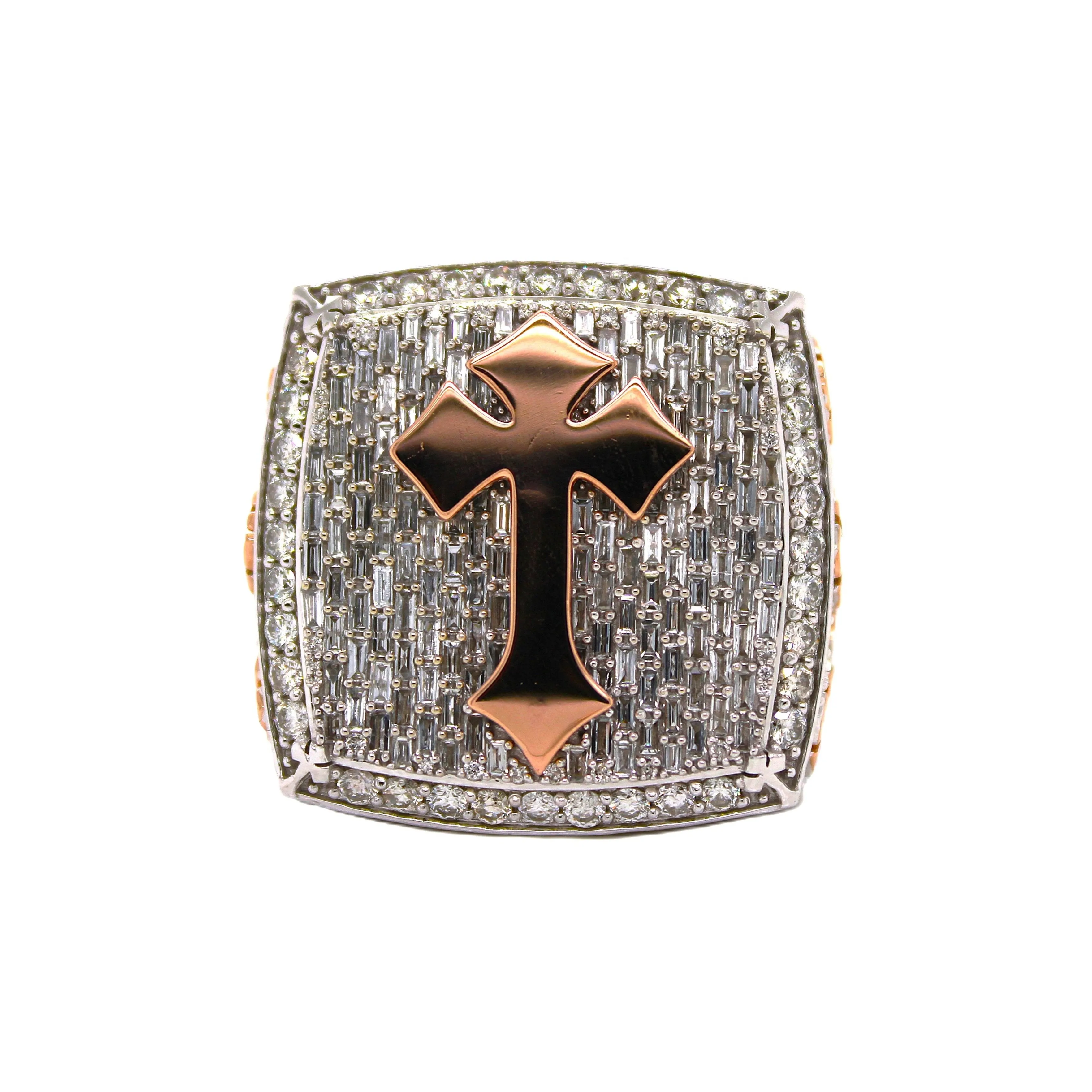 10K Two Tone Gold 3D Chrome Ring 6.16CT 1.09"