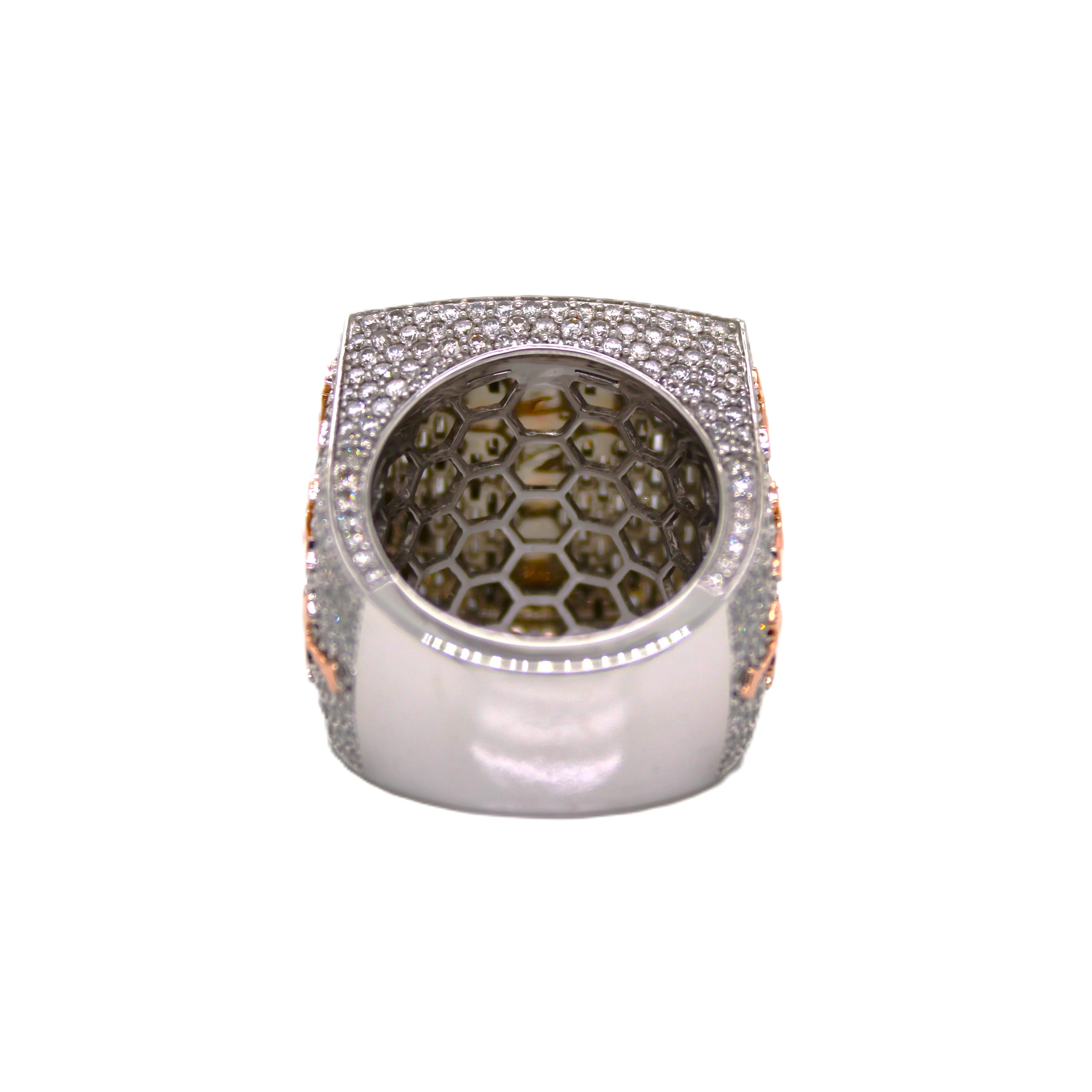 10K Two Tone Gold 3D Chrome Ring 6.16CT 1.09"