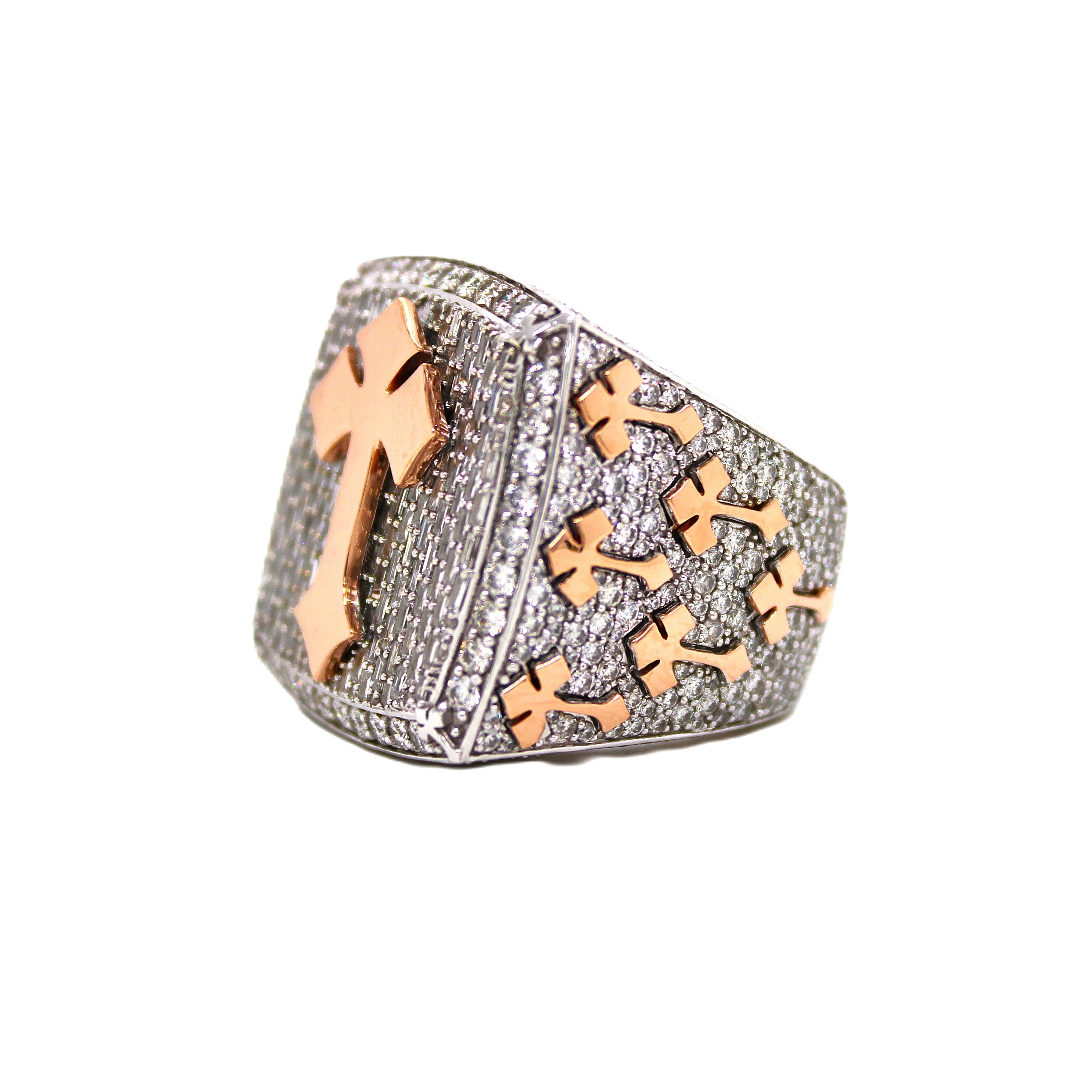 10K Two Tone Gold 3D Chrome Ring 6.16CT 1.09"