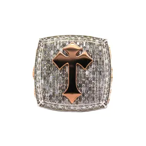 10K Two Tone Gold 3D Chrome Ring 6.16CT 1.09"