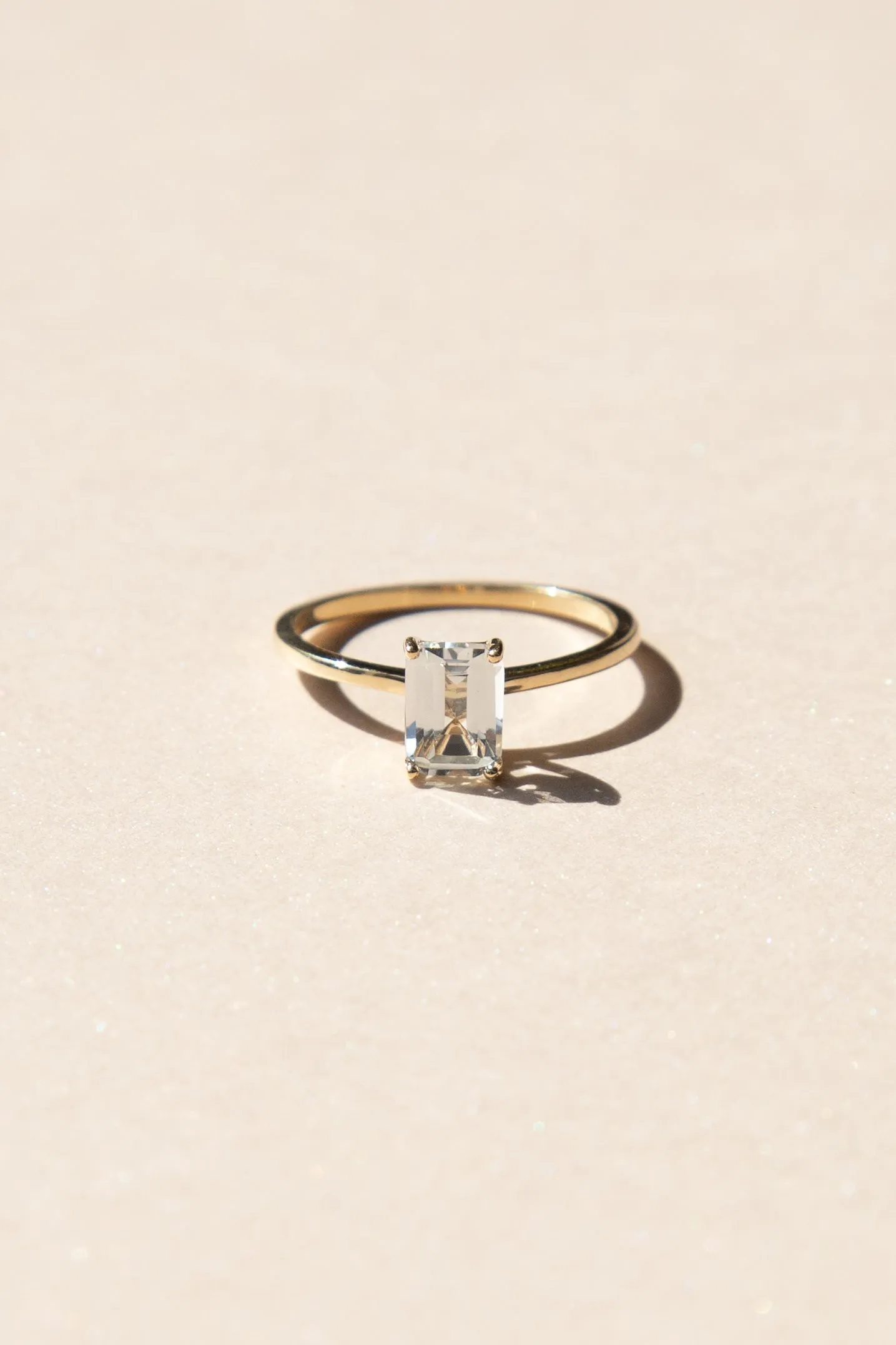 14K Emerald Cut Topaz Ring