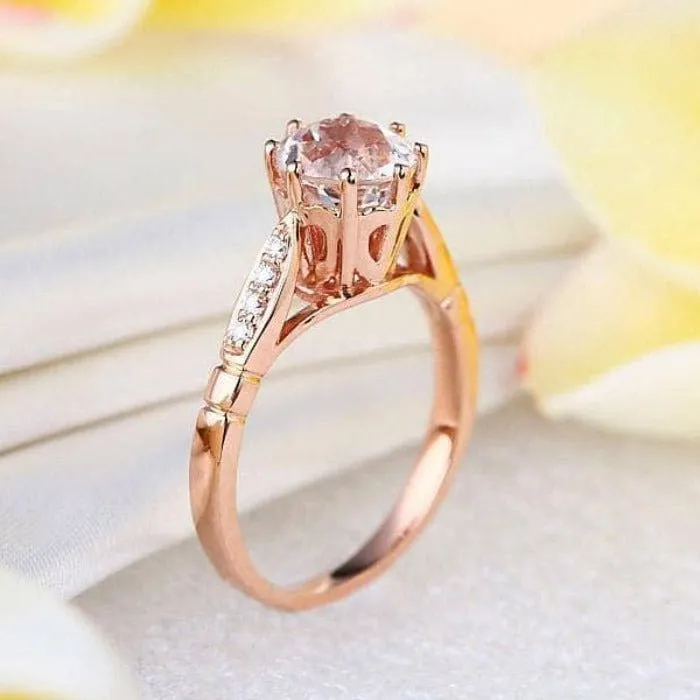 14K Gold 1.2ct Topaz 0.1ct Natural Diamond Ring