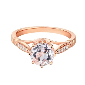 14K Gold 1.2ct Topaz 0.1ct Natural Diamond Ring