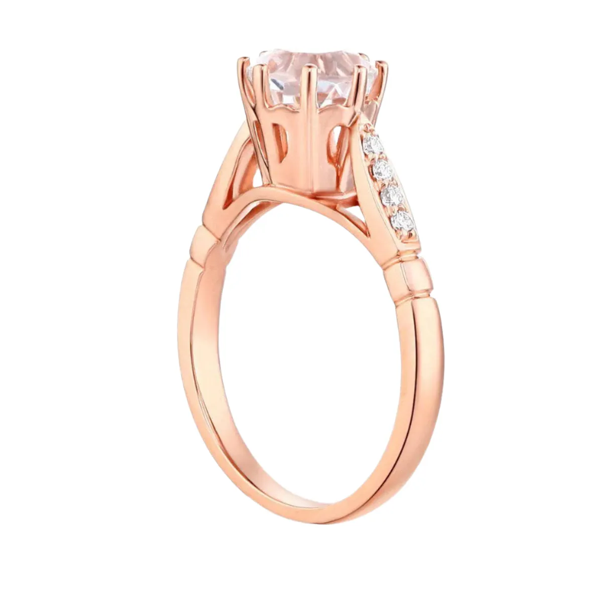 14K Gold 1.2ct Topaz 0.1ct Natural Diamond Ring