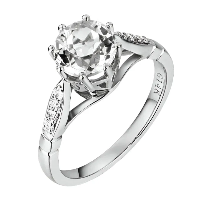 14K Gold 1.2ct Topaz 0.1ct Natural Diamond Ring