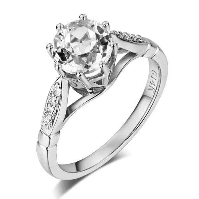14K Gold 1.2ct Topaz 0.1ct Natural Diamond Ring