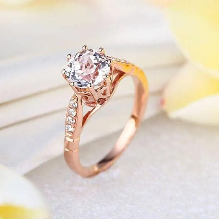 14K Gold 1.2ct Topaz 0.1ct Natural Diamond Ring