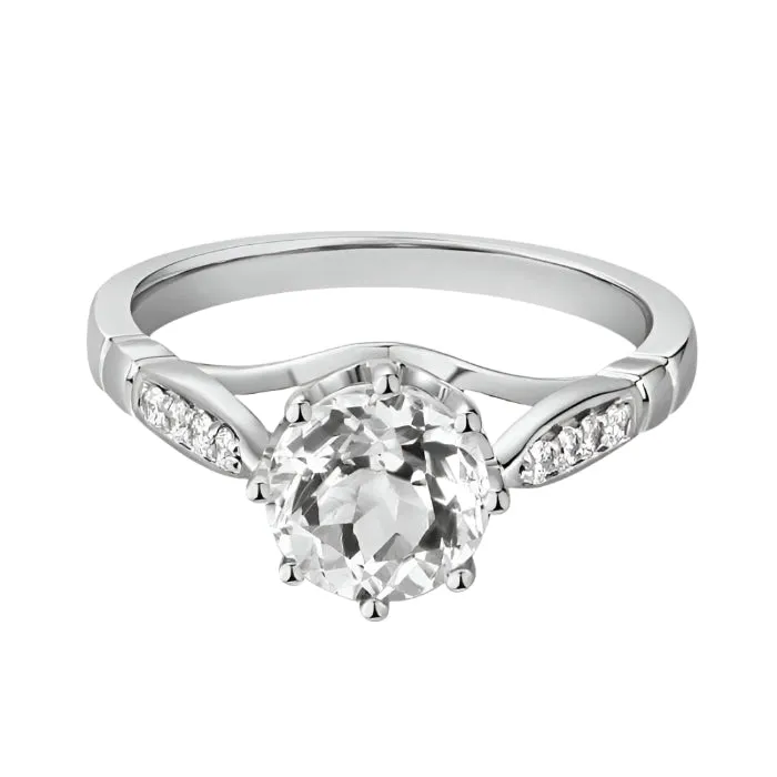 14K Gold 1.2ct Topaz 0.1ct Natural Diamond Ring