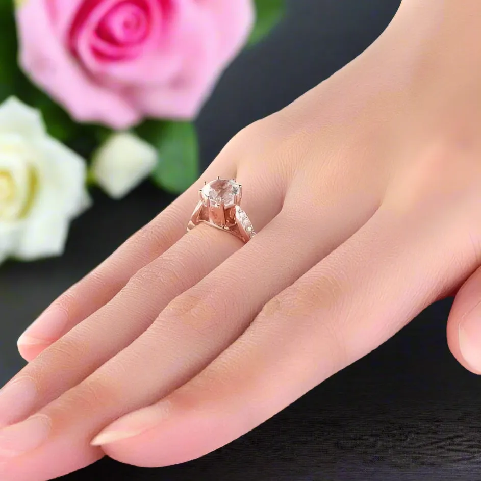 14K Gold 1.2ct Topaz 0.1ct Natural Diamond Ring