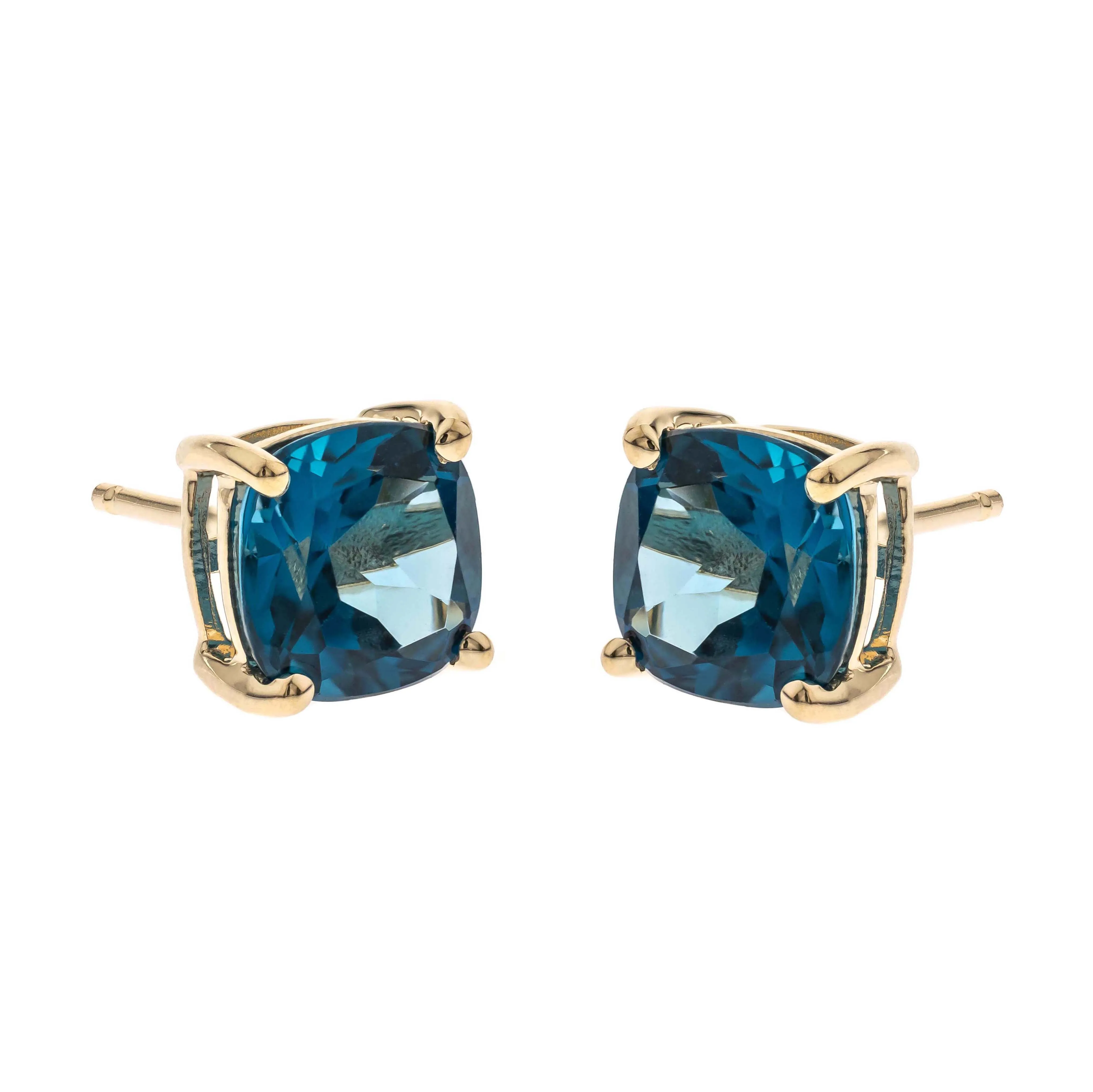 14K Yellow Gold London Blue Topaz Earrings