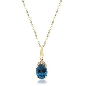 14K Yellow Gold London Blue Topaz Pendant