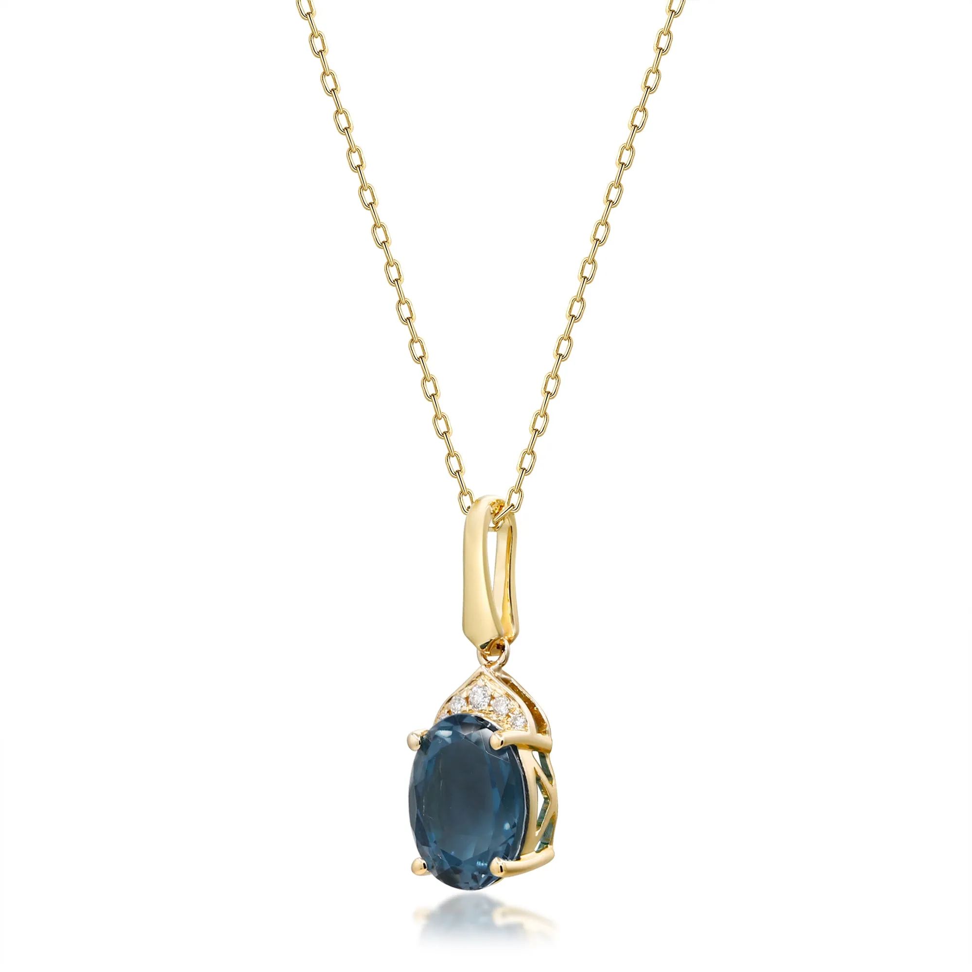 14K Yellow Gold London Blue Topaz Pendant
