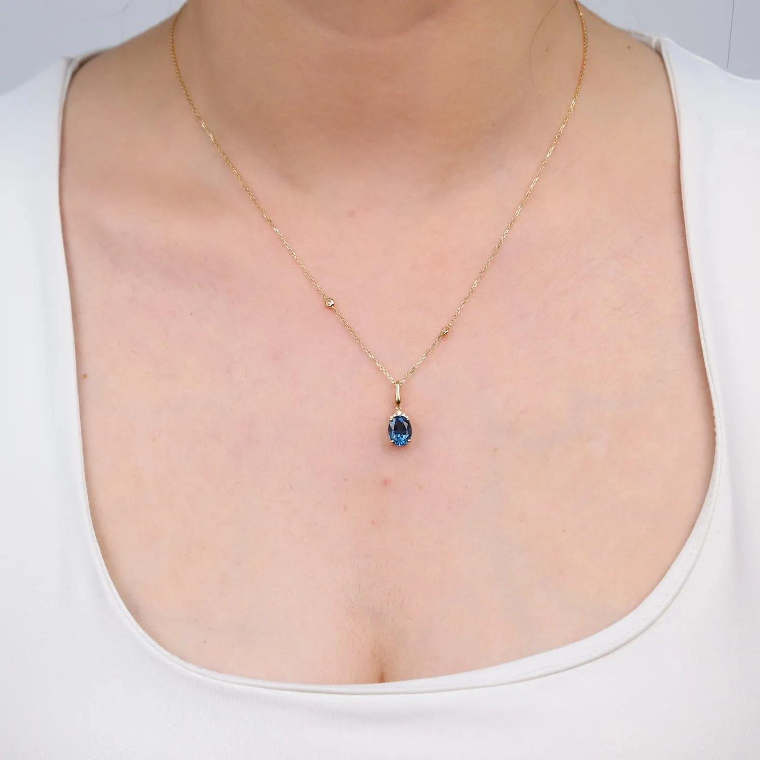 14K Yellow Gold London Blue Topaz Pendant
