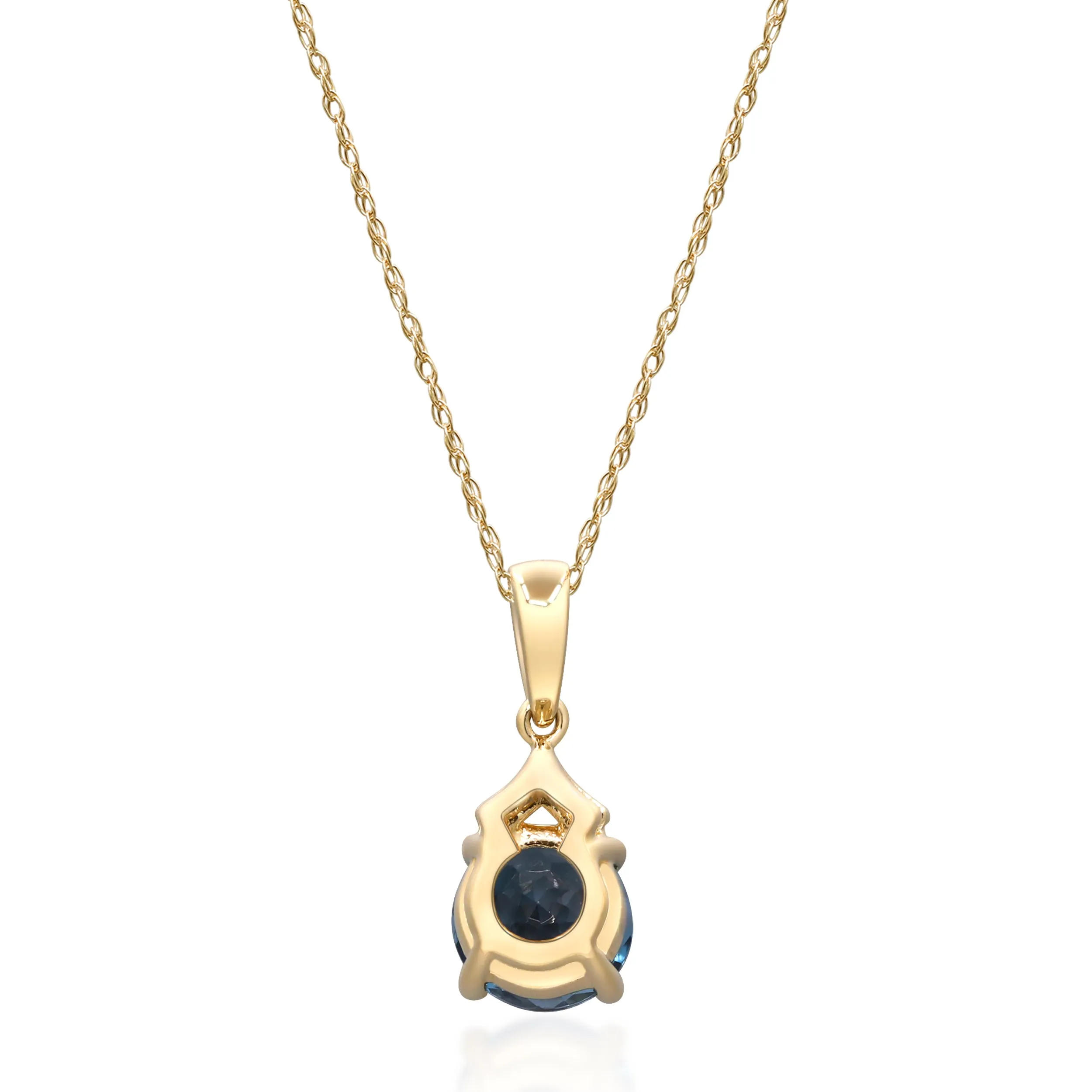14K Yellow Gold London Blue Topaz Pendant