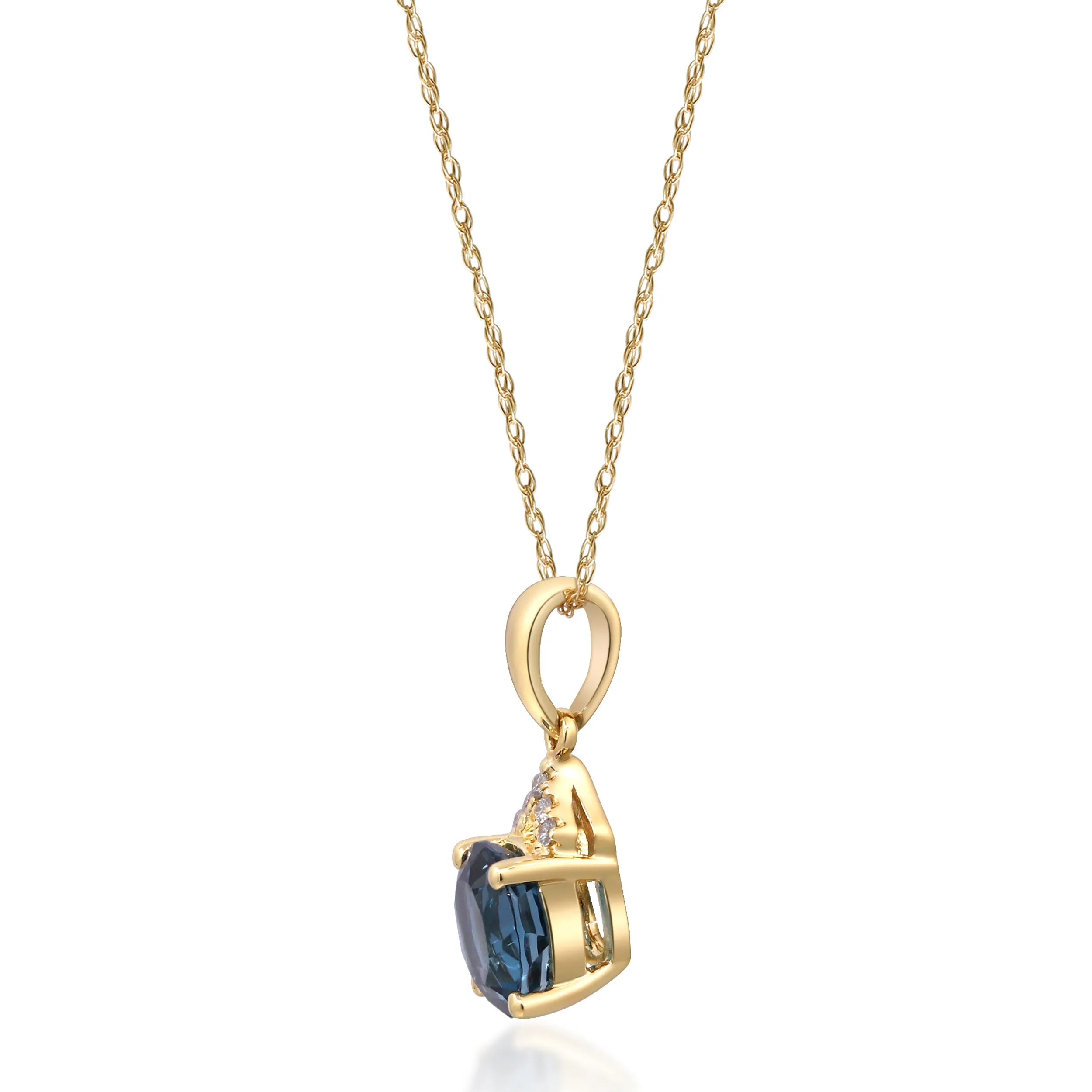 14K Yellow Gold London Blue Topaz Pendant