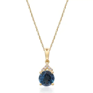 14K Yellow Gold London Blue Topaz Pendant