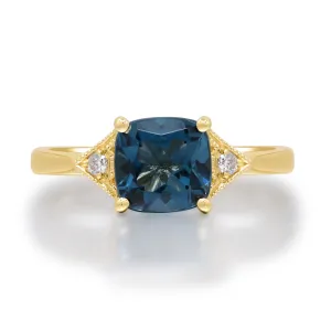 14K Yellow Gold London Blue Topaz Ring
