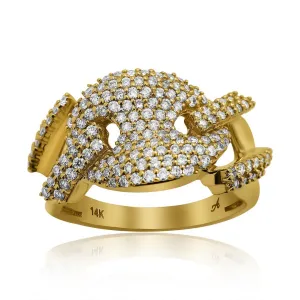 14k Yellow Gold Puff Link Diamond Ring 1.13 Ctw