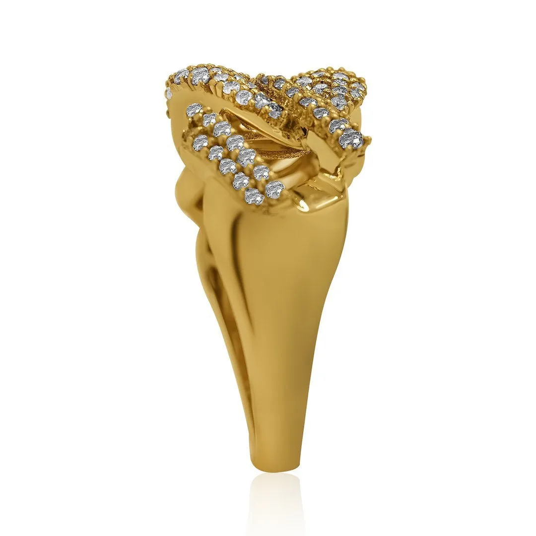 14k Yellow Gold Puff Link Diamond Ring 1.13 Ctw