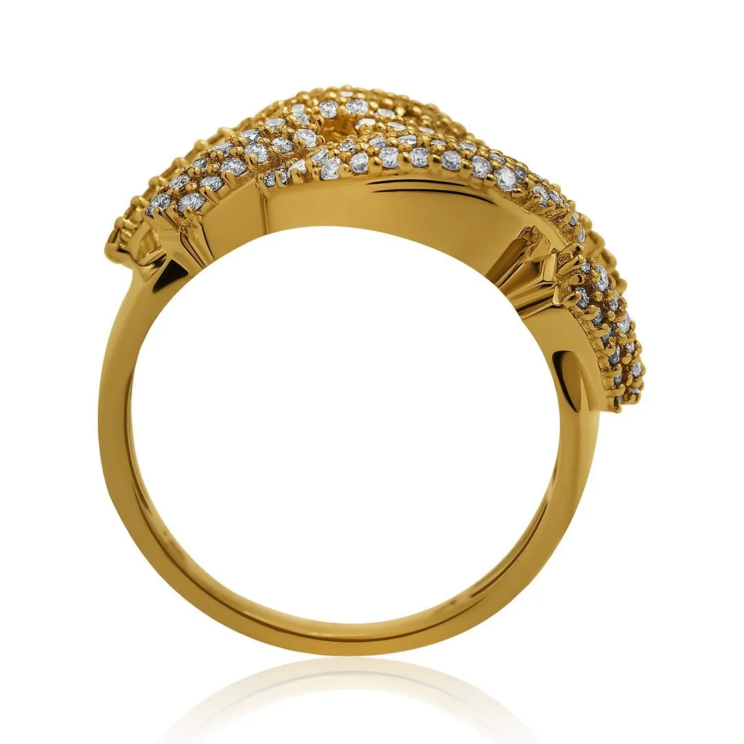 14k Yellow Gold Puff Link Diamond Ring 1.13 Ctw