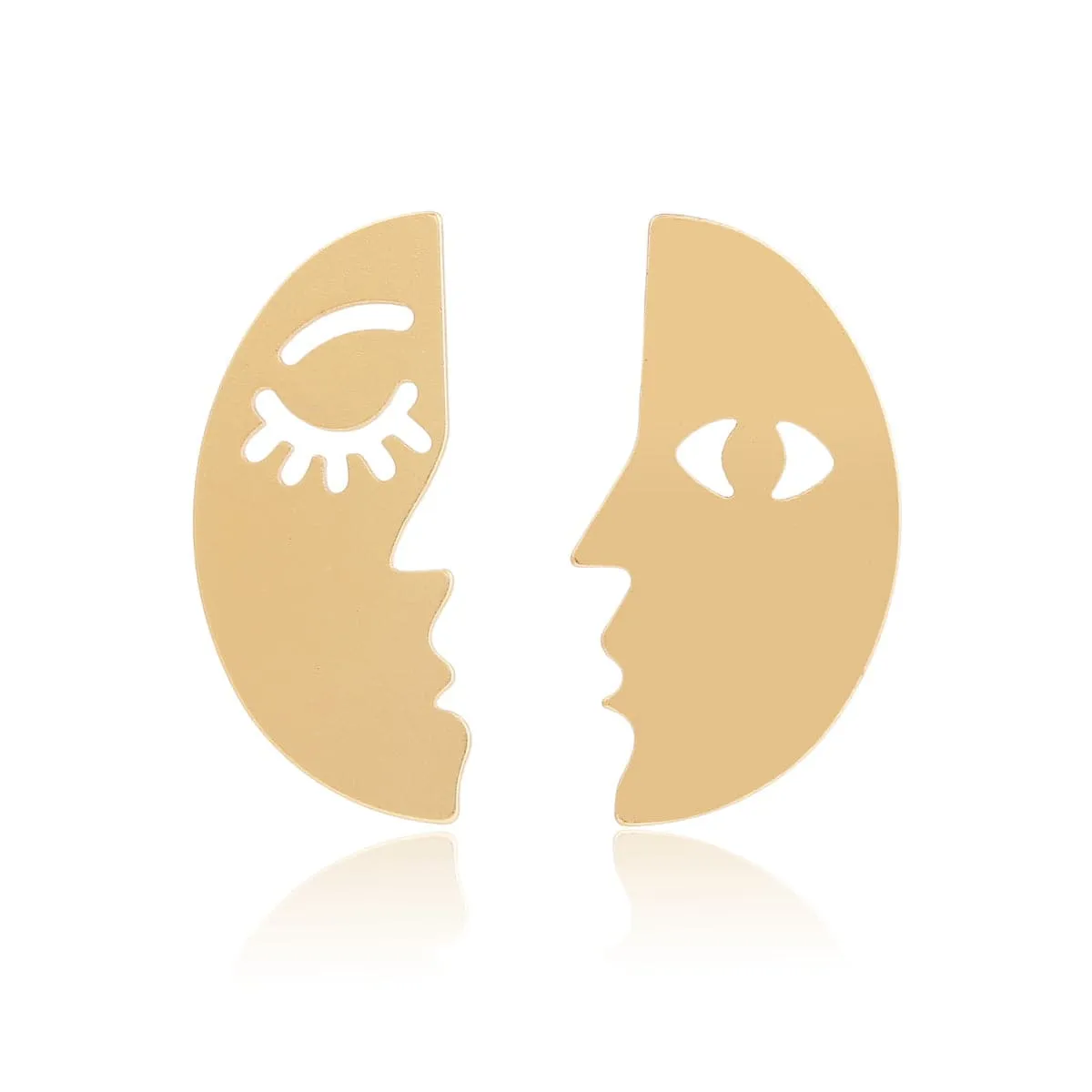 18K Gold-Plated Patchwork Face Stud Earring
