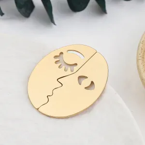 18K Gold-Plated Patchwork Face Stud Earring