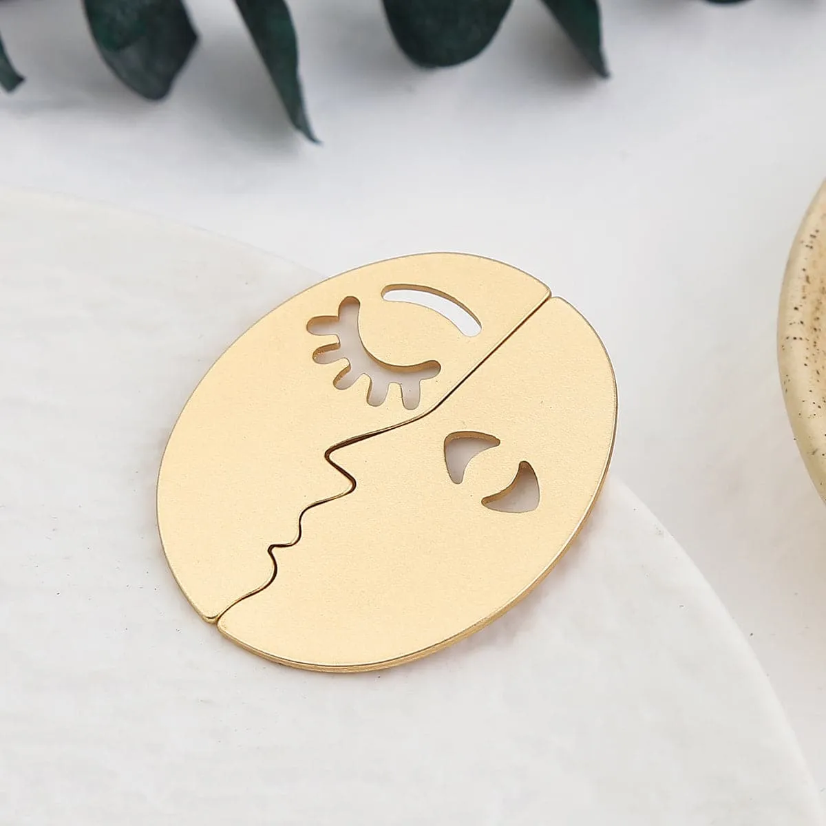 18K Gold-Plated Patchwork Face Stud Earring