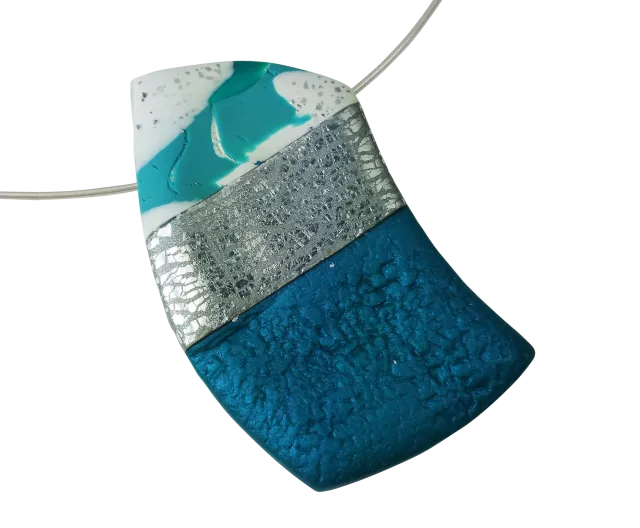 1" x 2" Cut Away Rectangle Pendant - Turquoise Water