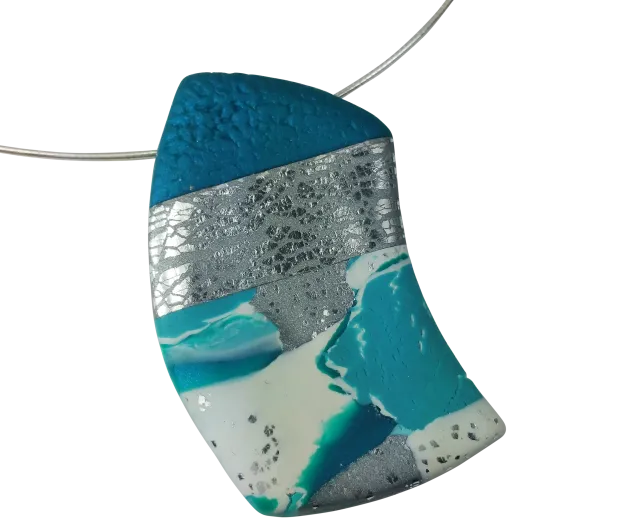 1" x 2" Cut Away Rectangle Pendant - Turquoise Water