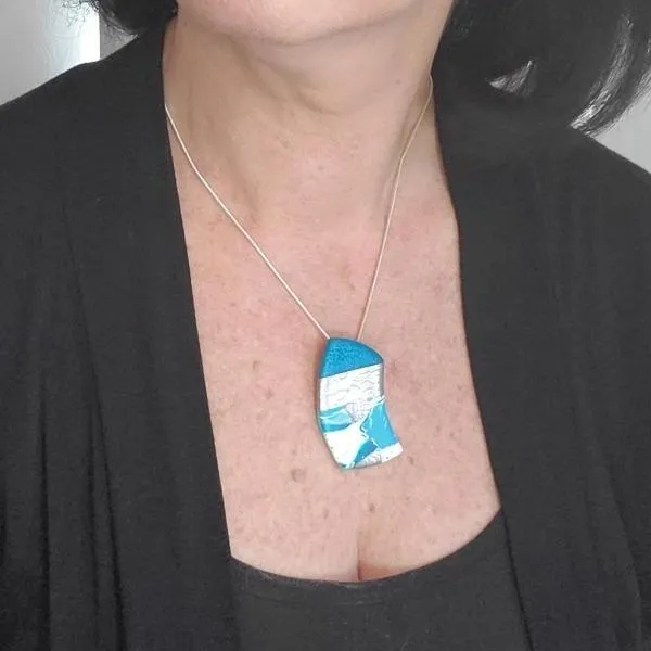 1" x 2" Cut Away Rectangle Pendant - Turquoise Water