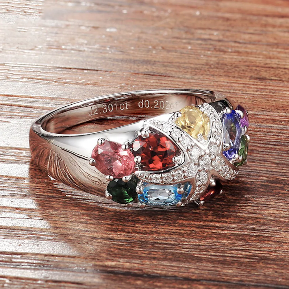 2.5CTW Diamond and Multi-Gems Starfish Cocktail Ring