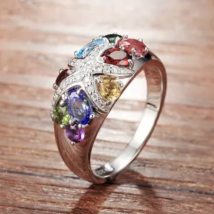 2.5CTW Diamond and Multi-Gems Starfish Cocktail Ring