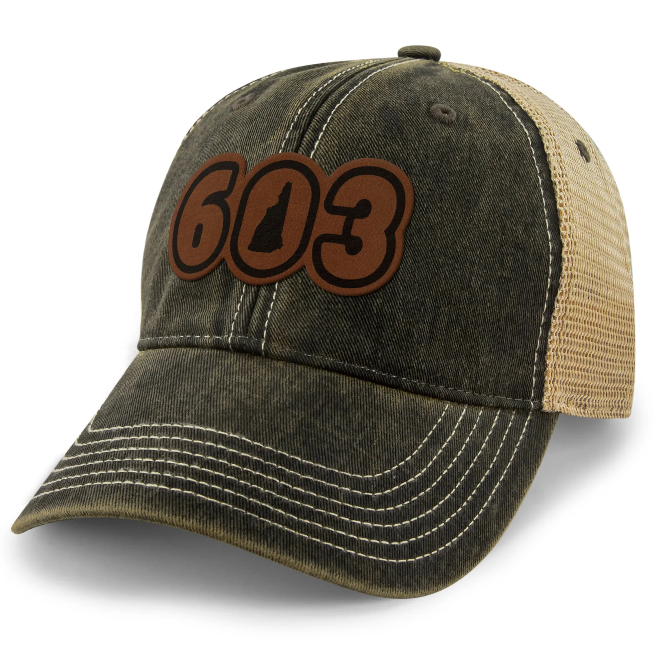 603 New Hampshire Leather Patch Dirty Water Trucker