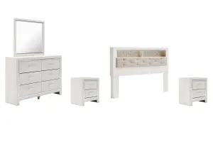 Altyra King Bookcase Headboard with Mirrored Dresser and 2 Nightstands