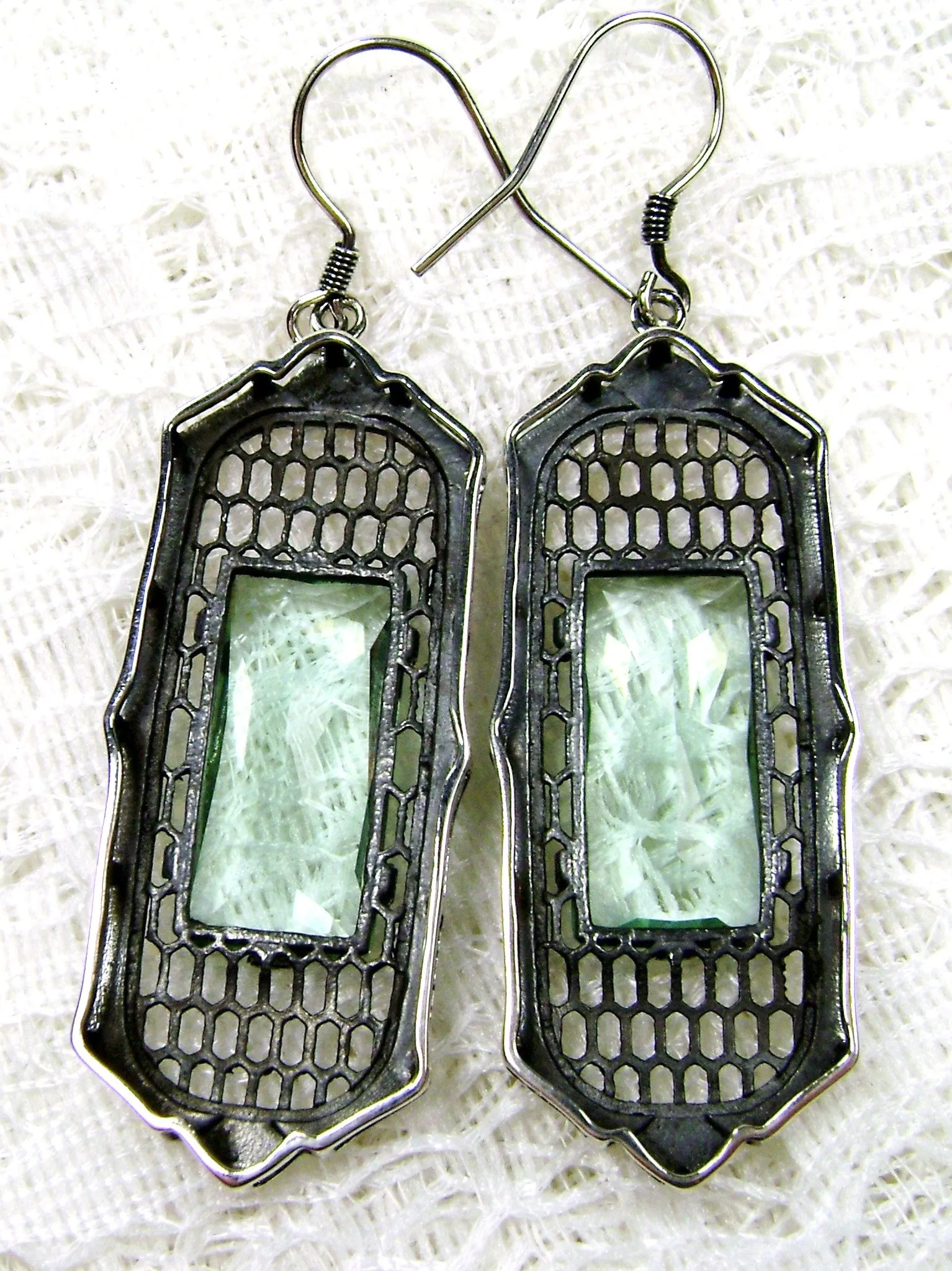 Aquamarine Earrings, Baguette Gem, 1930s Reproduction Art Deco Jewelry, Design E16