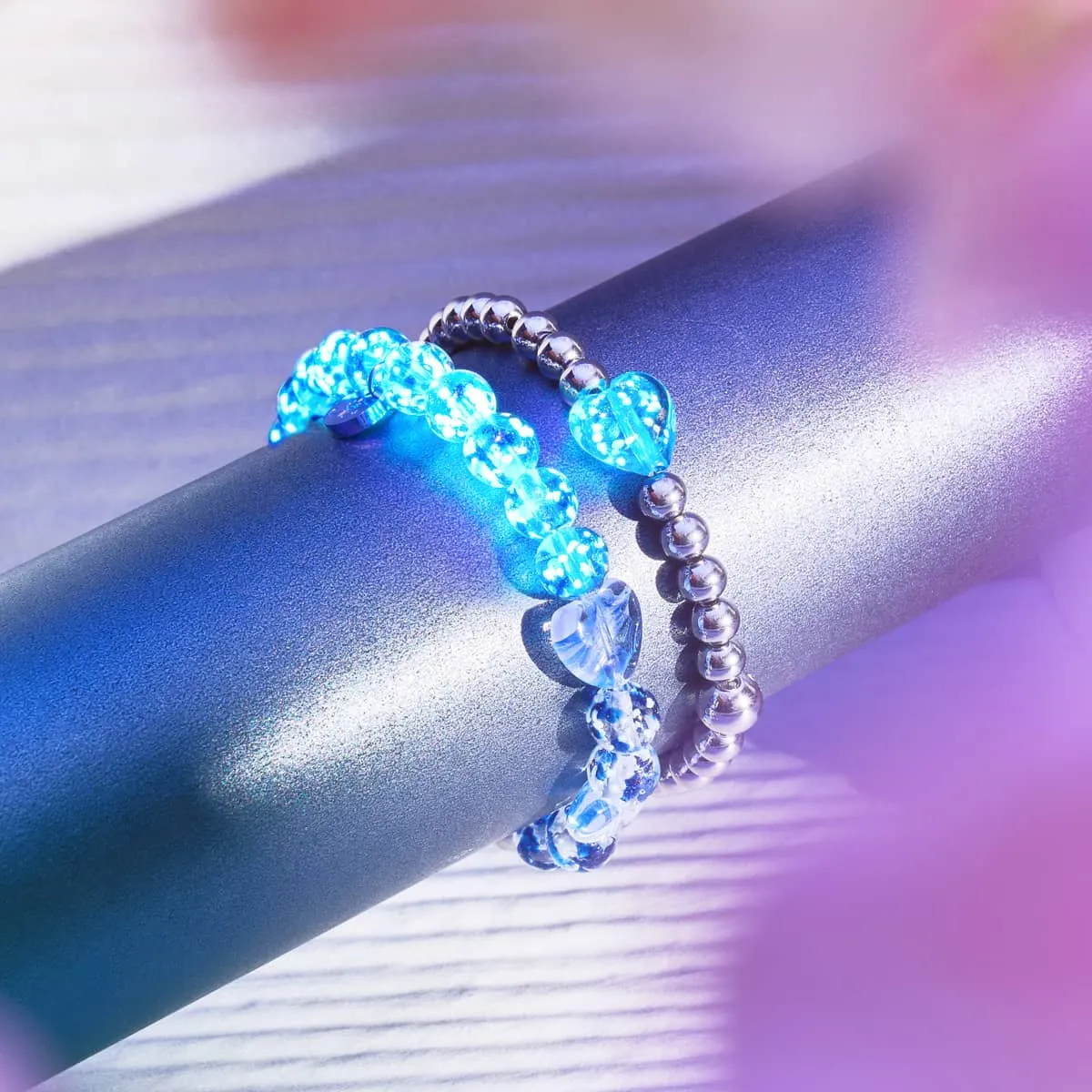Aquamarine | Firefly Glass Hearts Essence Bracelet