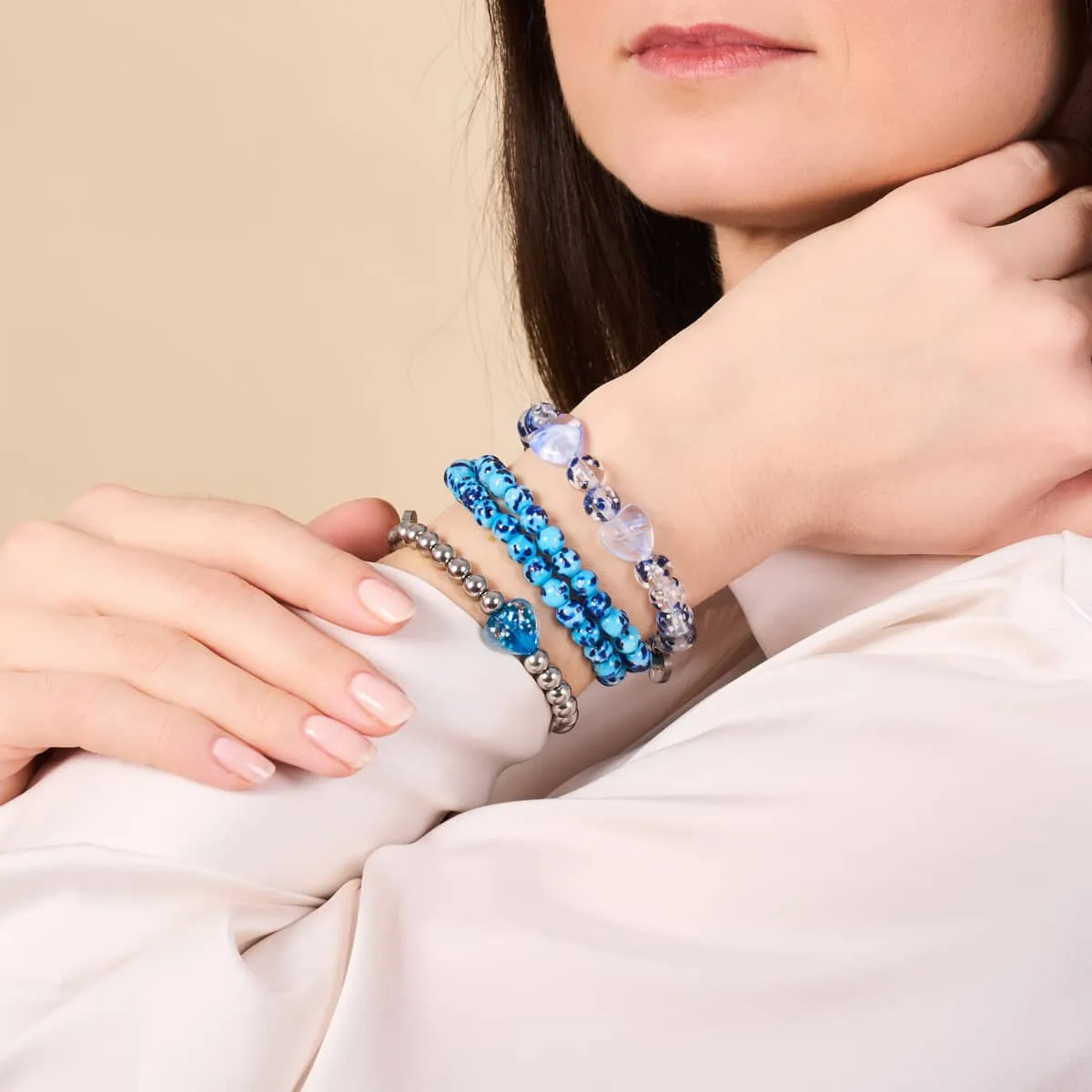 Aquamarine | Firefly Glass Hearts Essence Bracelet