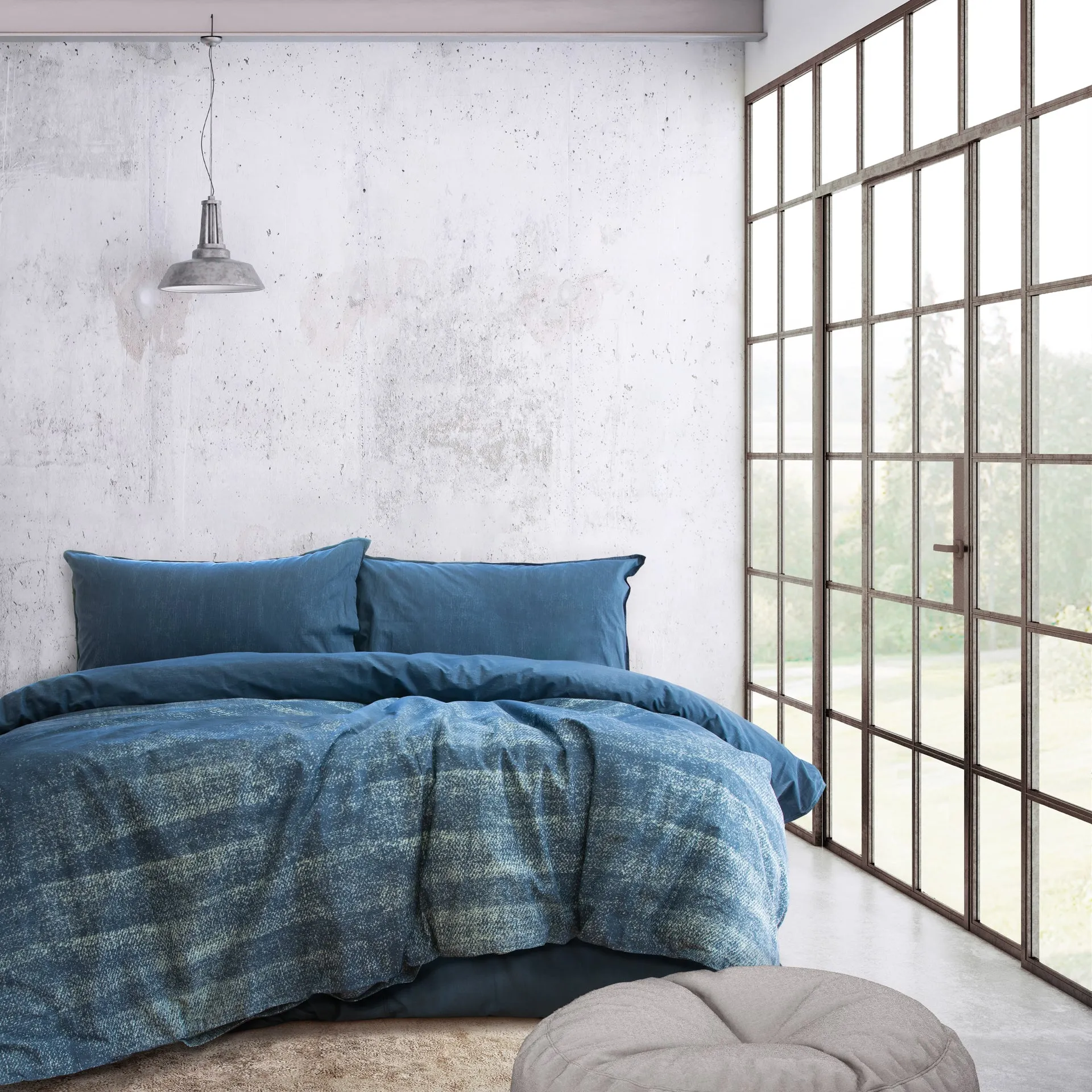 ARDOR BOUDOIR "Vintage" Denim Look Washed Cotton QUILT COVER SET - BLUE