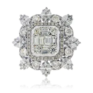 Baguette, Round and Marquise Diamond Cluster Style Ring