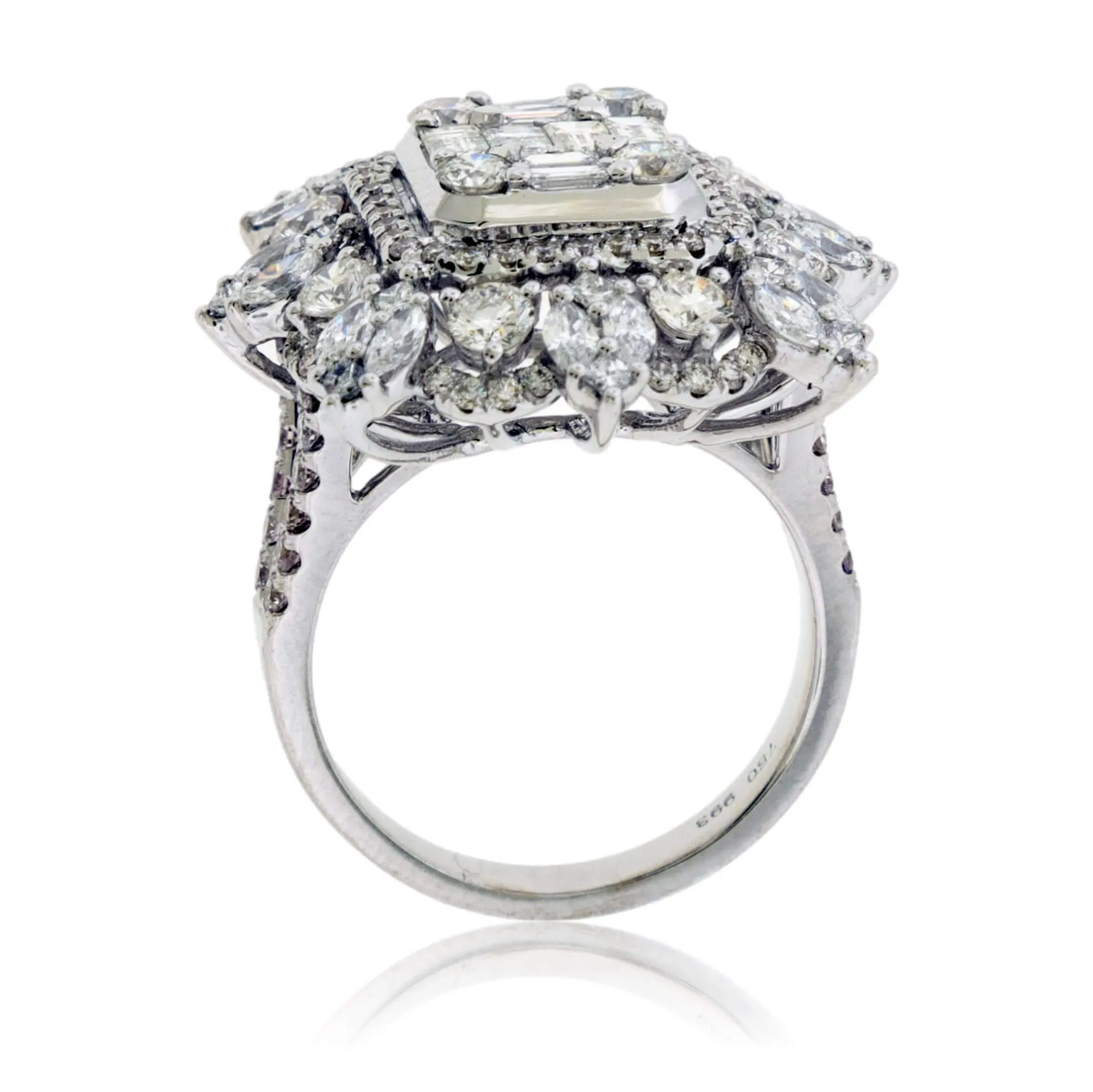 Baguette, Round and Marquise Diamond Cluster Style Ring