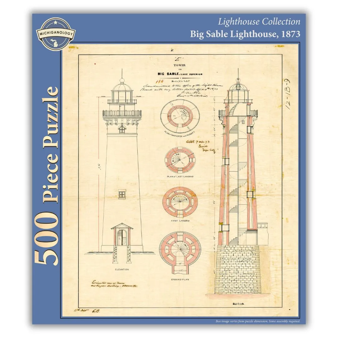 Big Sable Lighthouse Architectural Drawing, 500-Piece Puzzle