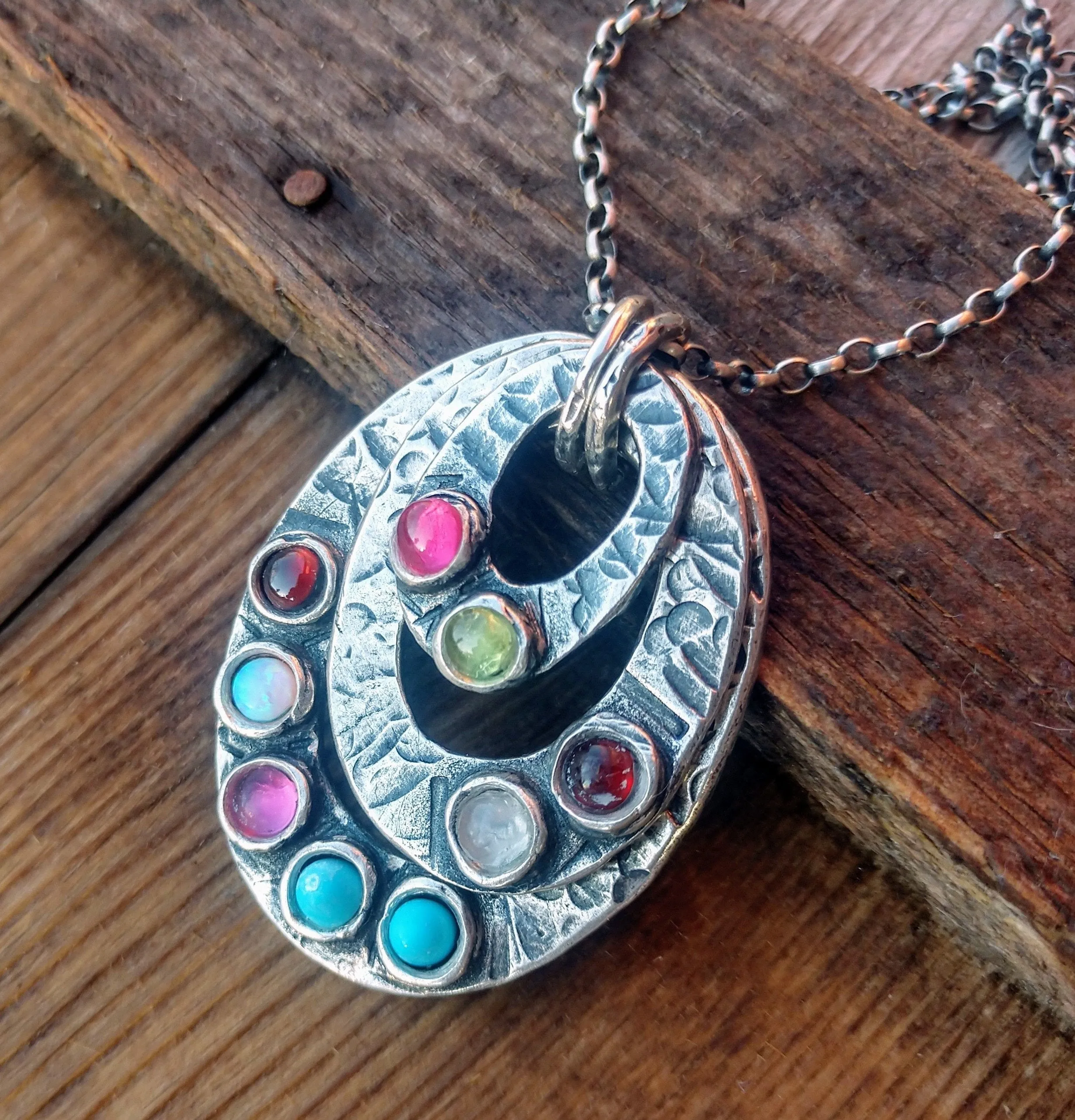 Birthstone Necklace | Layering Oval Eternity Necklace | Mother Jewelry