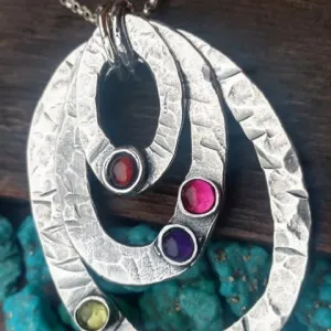 Birthstone Necklace | Layering Oval Eternity Necklace | Mother Jewelry