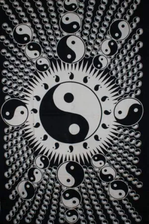 Black Floating Yin Yang Tapestry