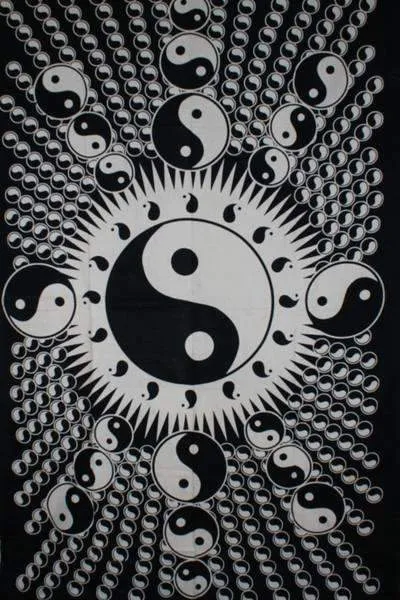 Black Floating Yin Yang Tapestry