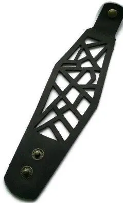 Black Leather Cuff.  Reclaimed Leather Bracelet. Black Barcelona Bracelet. Leather cuff bracelet