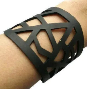 Black Leather Cuff.  Reclaimed Leather Bracelet. Black Barcelona Bracelet. Leather cuff bracelet